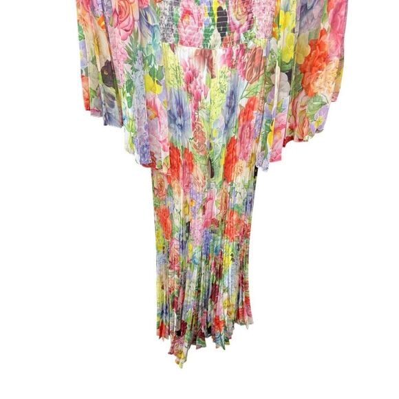 Alice + Olivia Bennet Floral Pleated Wide-Leg Jumpsuit Size 2 Boho Vacation Maxi - Picture 8 of 15